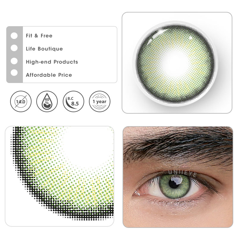 Uniieye Nowhere S37 Green Prescription Men Colored Contact Lenses