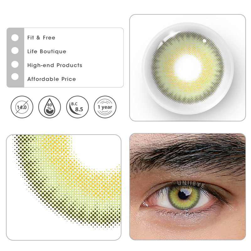 Uniieye Siren Green Prescription Men Colored Contact Lenses