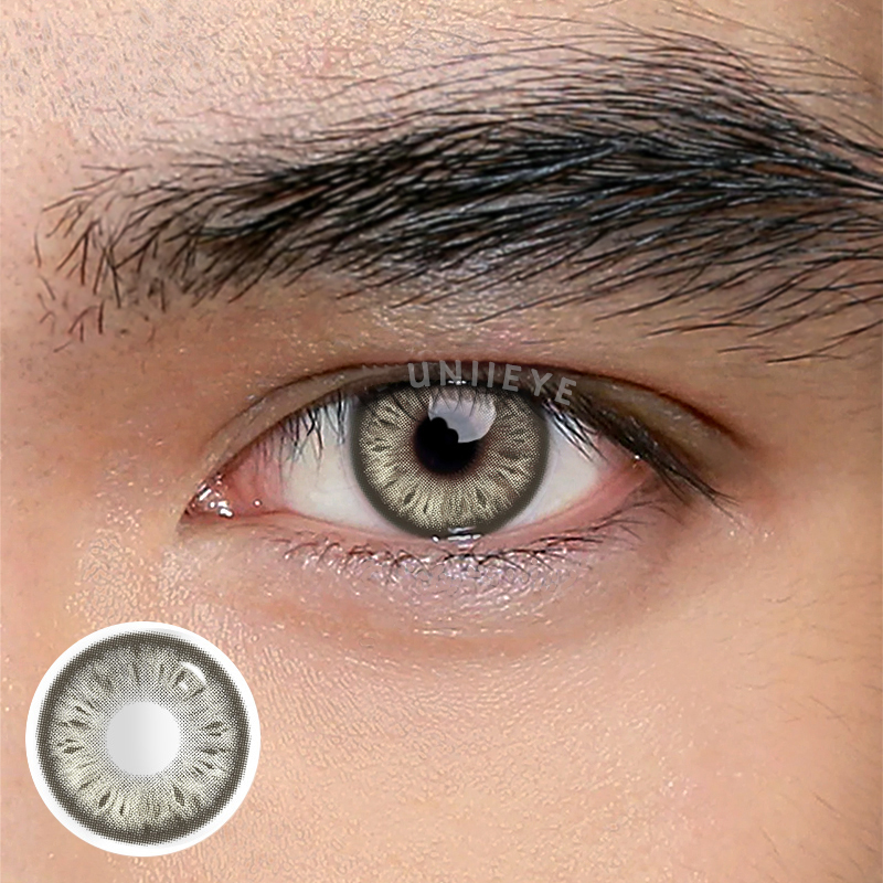 Uniieye Cocoa Grey Prescription Men Colored Contact Lenses