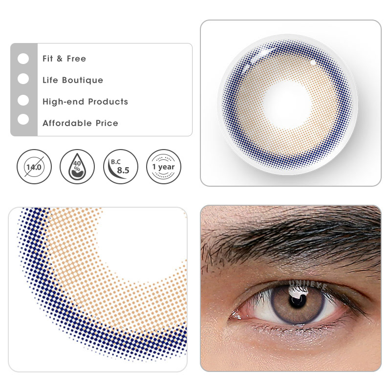Uniieye Neala Brown Prescription Men Colored Contact Lenses