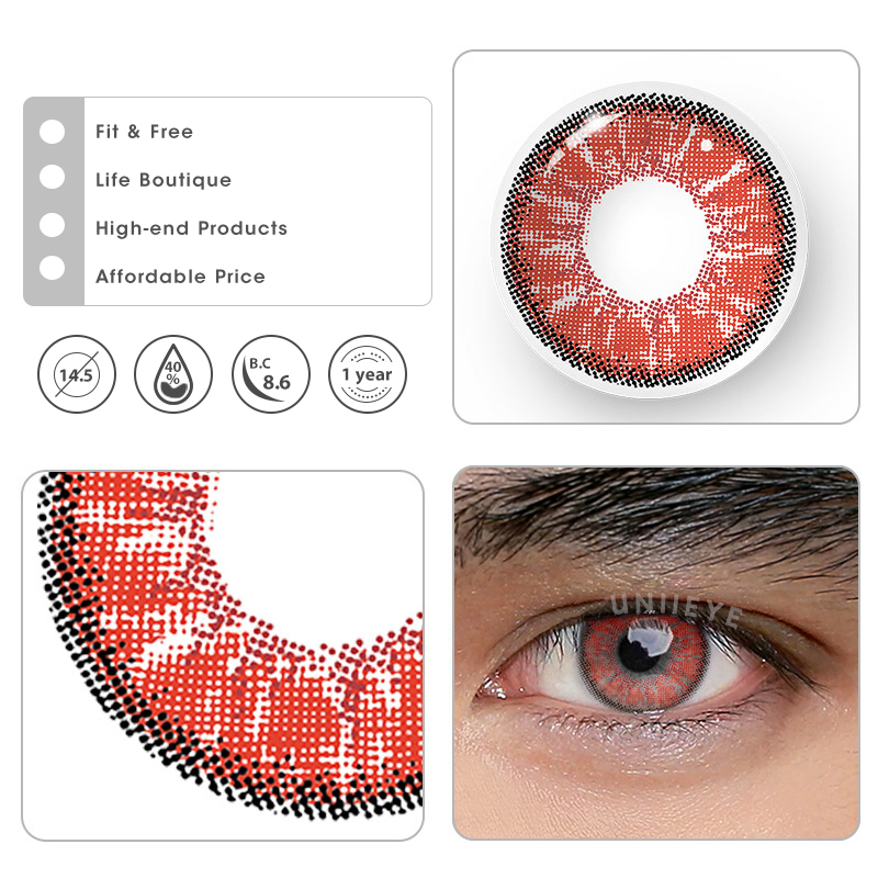 Uniieye Magic Hour II Vika Ruby Prescription Men Colored Contact Lenses