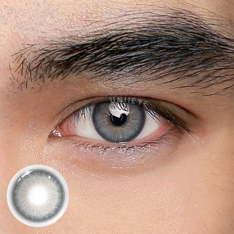 Uniieye Deepwater Zone Grey Prescription Men Colored Contact Lenses