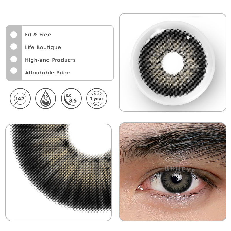 Uniieye New York III Black Prescription Men Colored Contact Lenses