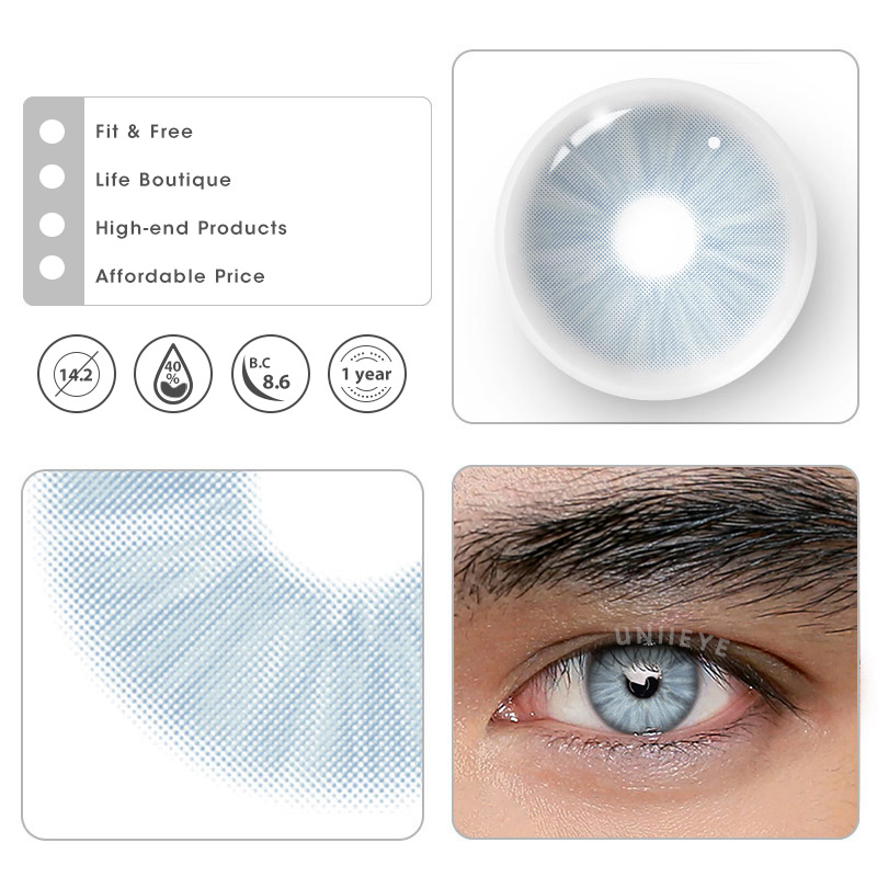 Uniieye Meta Blue Prescription Men Colored Contact Lenses