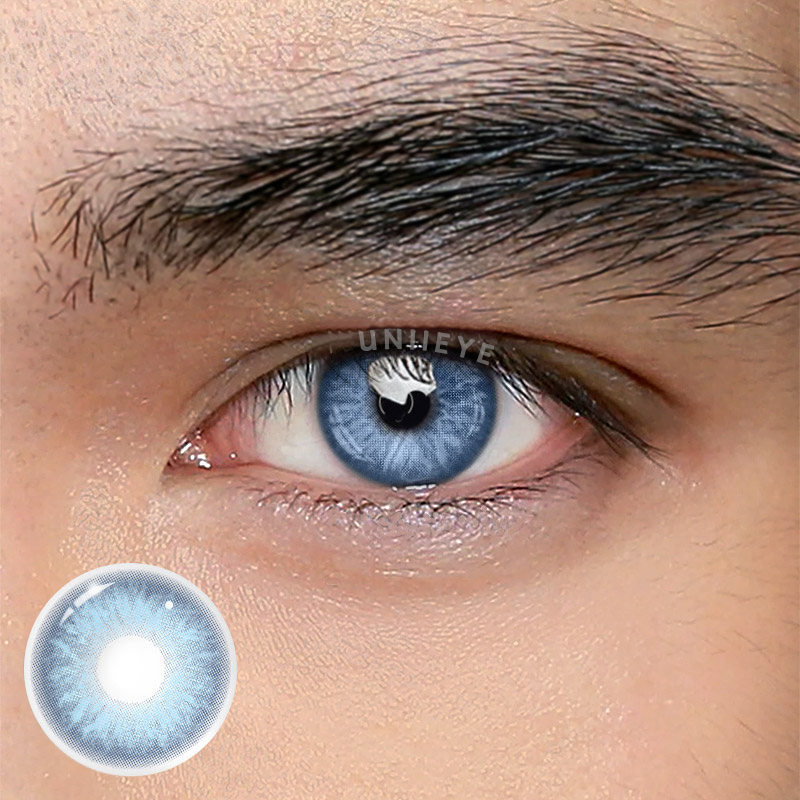 Uniieye Rime Blue Prescription Men Colored Contact Lenses