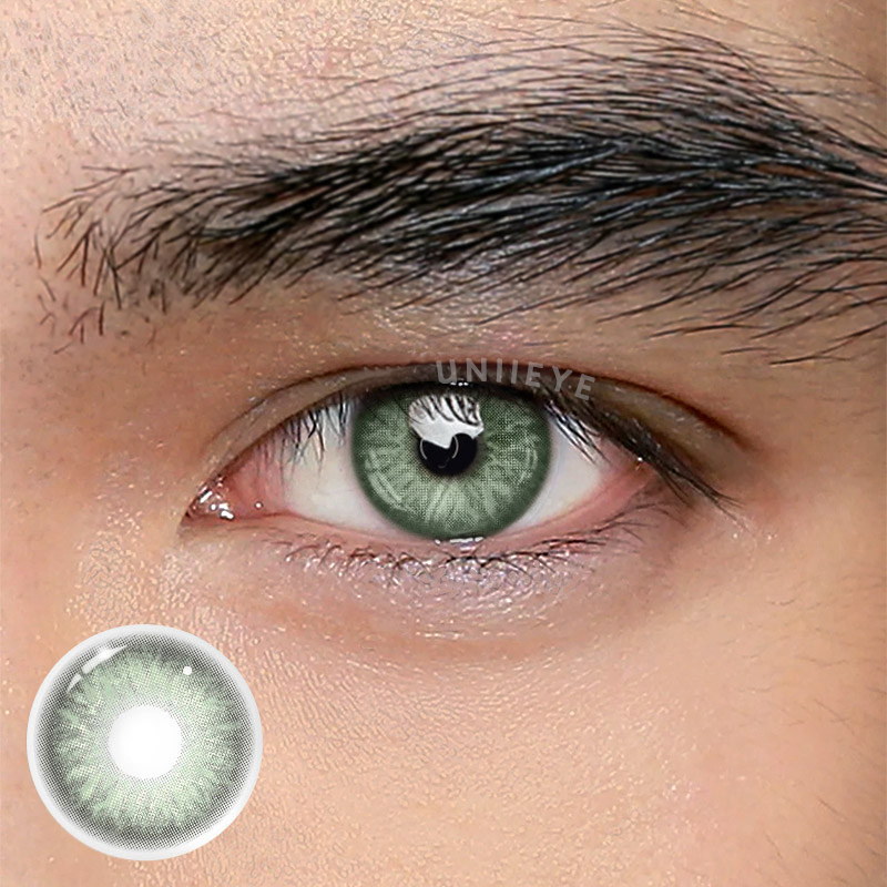 Uniieye Rime Green Prescription Men Colored Contact Lenses