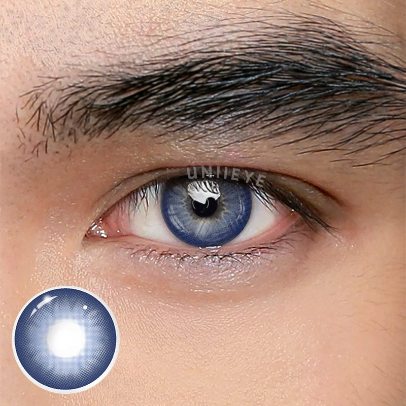 Uniieye Dolly Blue Prescription Men Colored Contact Lenses