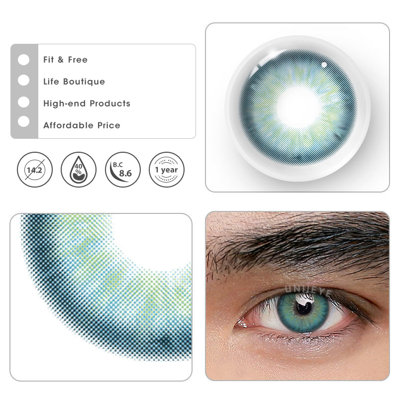 Uniieye Aegean Sea II Blue Prescription Men Colored Contact Lenses