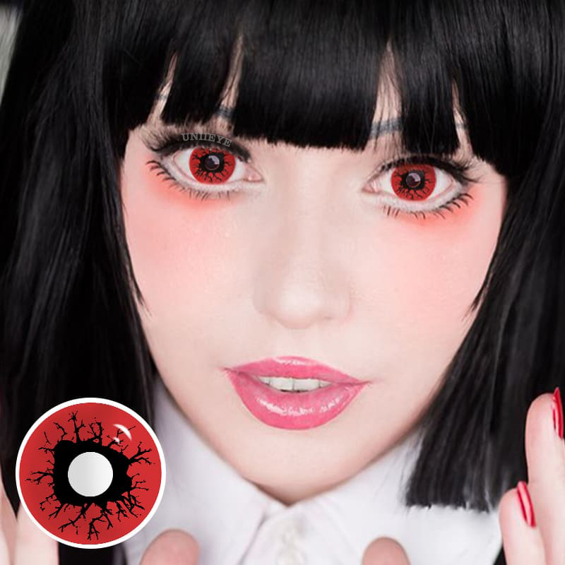 Uniieye Bloody Eye Red Prescription Cosplay Colored Contact Lenses-UNIIEYE