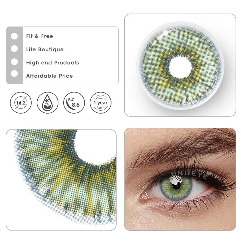 Uniieye Rebirth Cosmic Green Prescription Colored Contact Lenses
