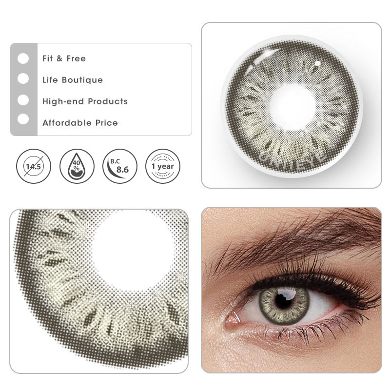Uniieye Cocoa Grey Prescription Colored Contact Lenses