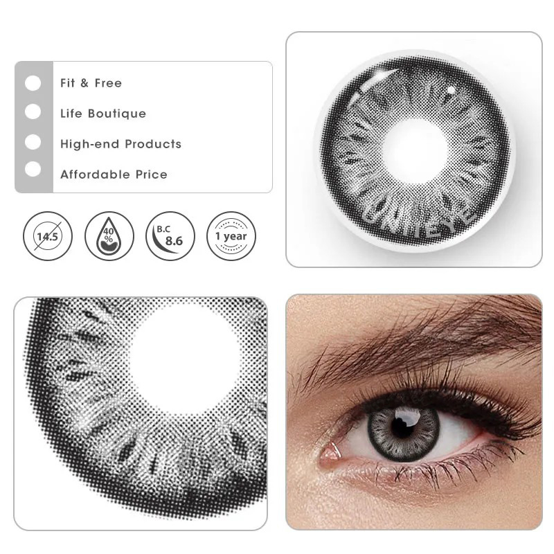 Uniieye Cocoa Black Prescription Colored Contact Lenses