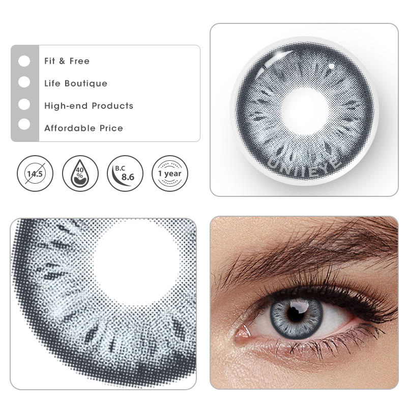 Uniieye Cocoa Blue Prescription Colored Contact Lenses