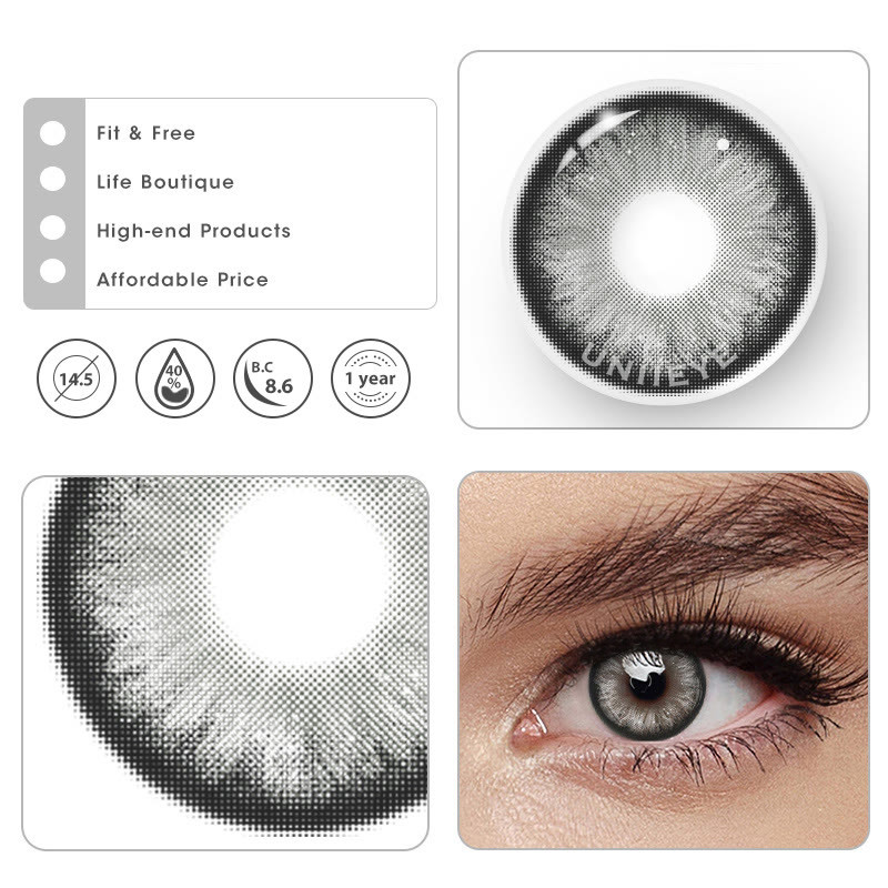 Uniieye Pearlescent Grey Prescription Colored Contact Lenses