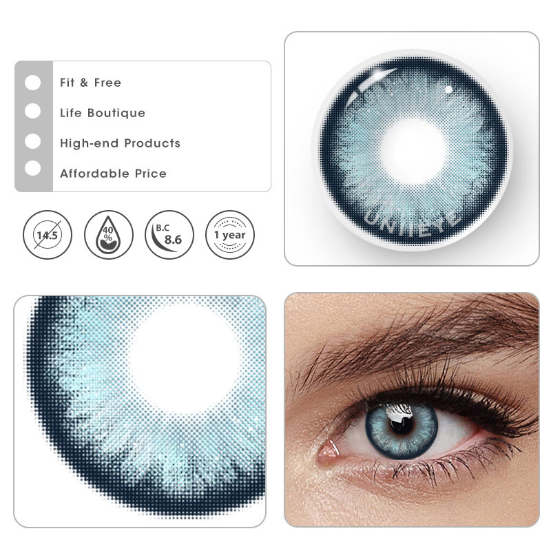 Uniieye Pearlescent Blue Prescription Colored Contact Lenses