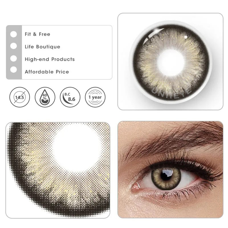 Uniieye Pearlescent Brown Prescription Colored Contact Lenses