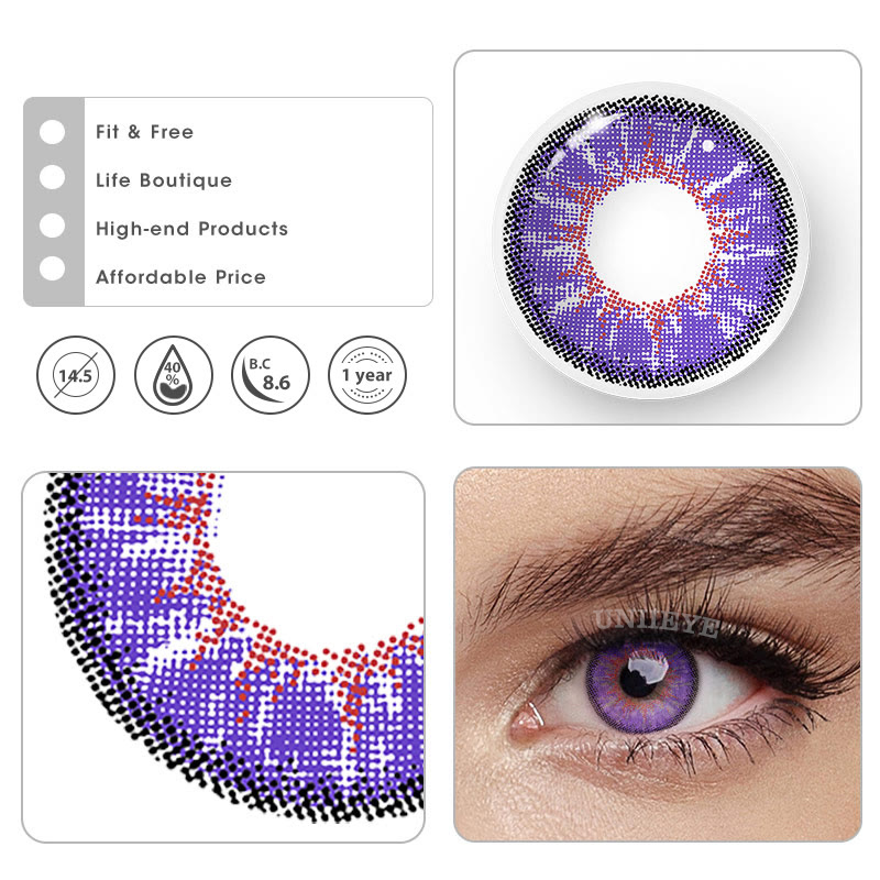 Uniieye Magic Hour Vika Violet Prescription Colored Contact Lenses-UNIIEYE
