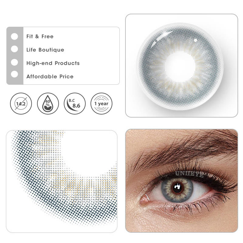 Uniieye DNA II Blue Grey Prescription Colored Contact Lenses-UNIIEYE