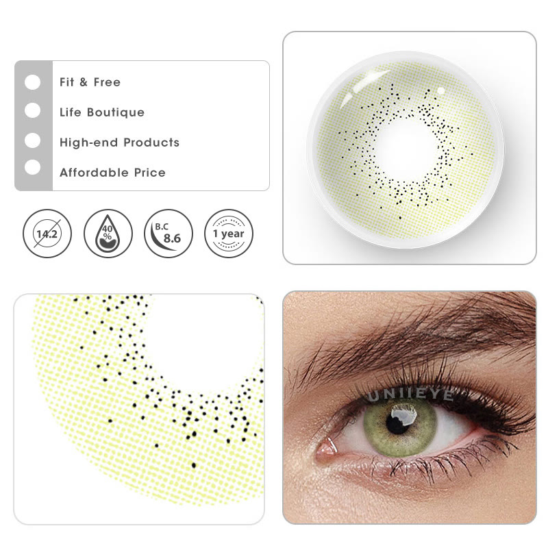 Uniieye Ocean Brown Green Prescription Colored Contact Lenses
