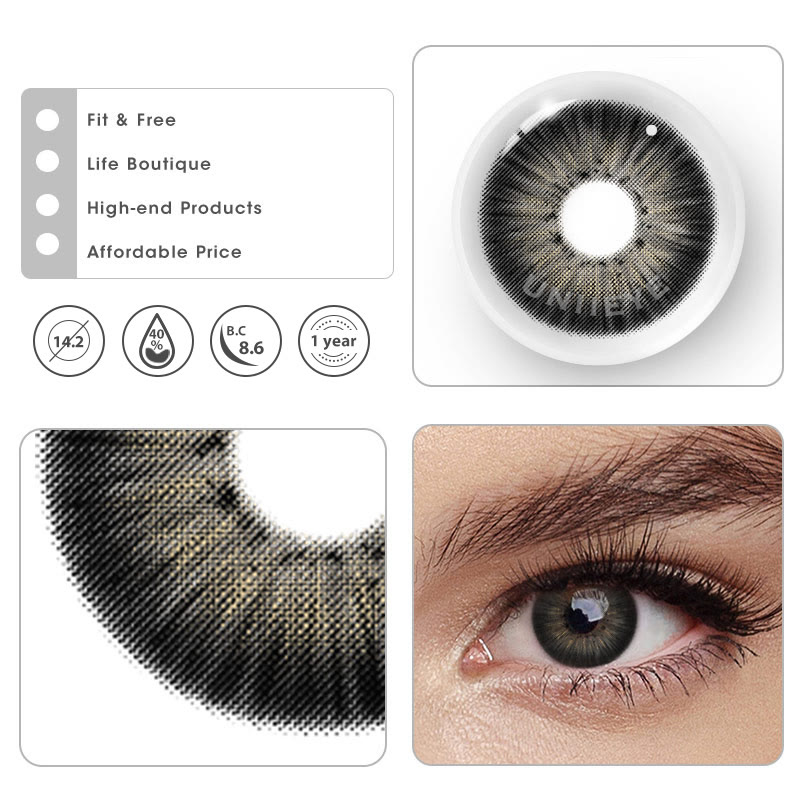 Uniieye New York III Black Prescription Colored Contact Lenses