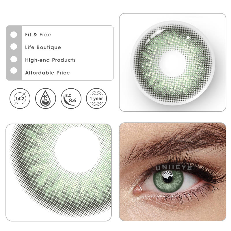Uniieye Rime Green Prescription Colored Contact Lenses
