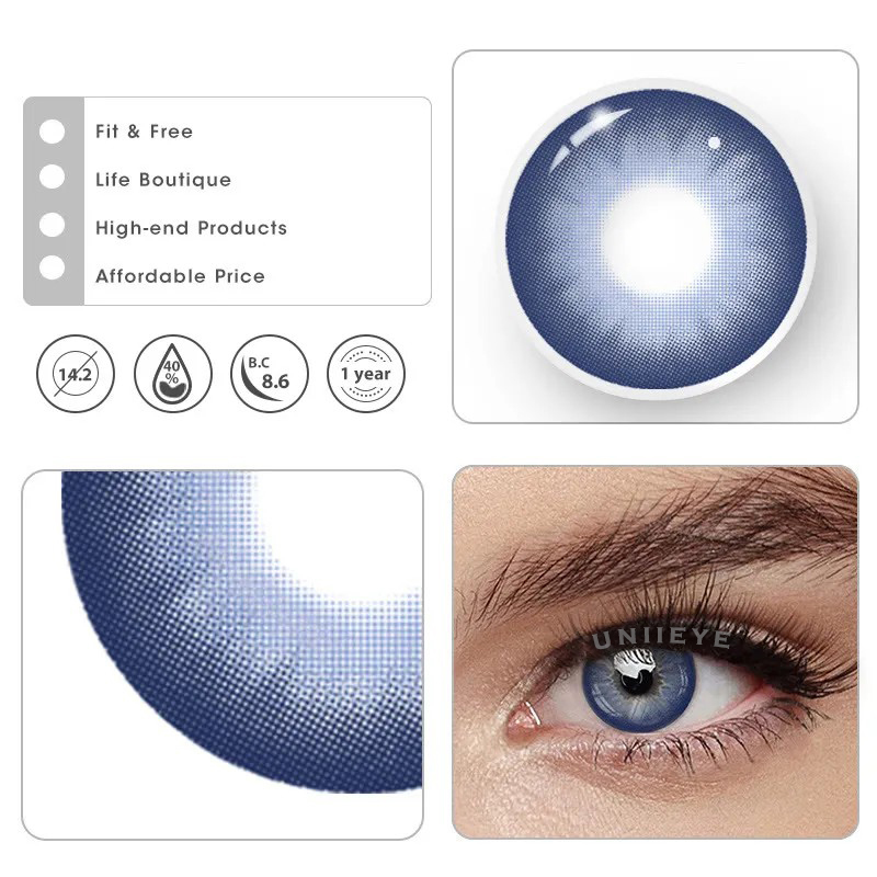 Uniieye Dolly Blue Prescription Colored Contact Lenses