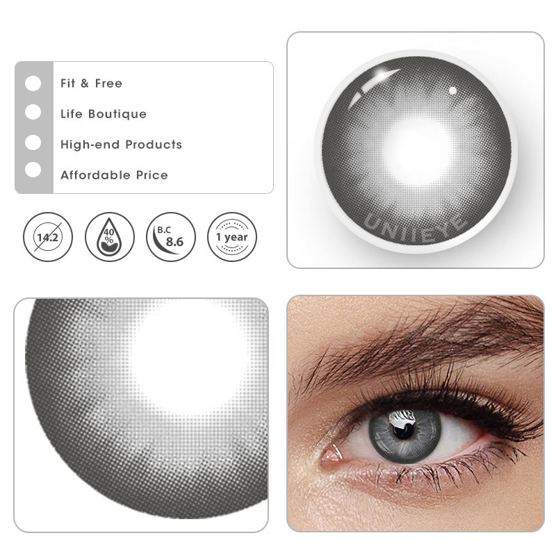Uniieye Dolly Grey Prescription Colored Contact Lenses