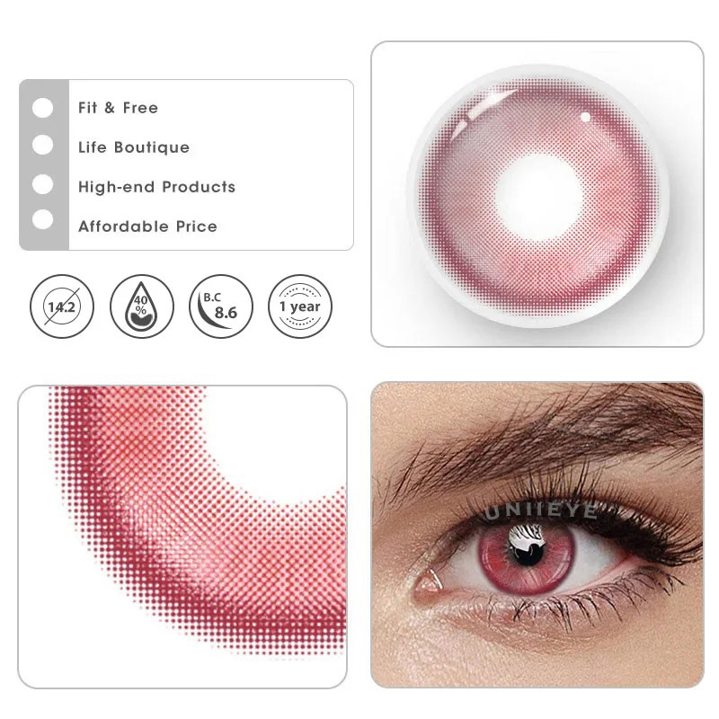 Uniieye Magic Coral Red Prescription Colored Contact Lenses
