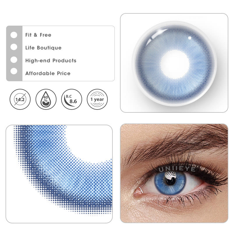 Uniieye Magic Coral Blue Prescription Colored Contact Lenses