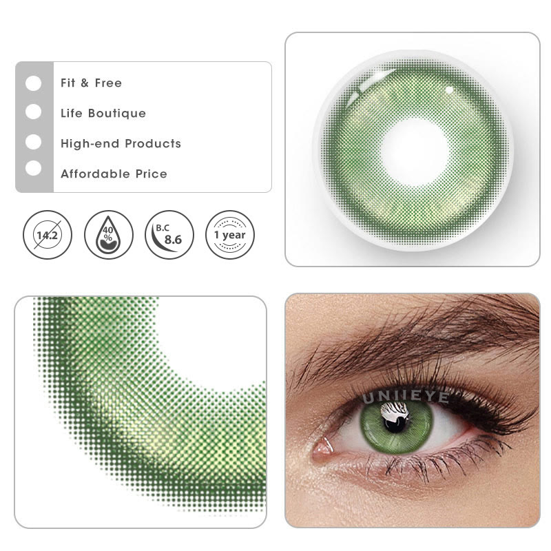 Uniieye Magic Coral Green Prescription Colored Contact Lenses