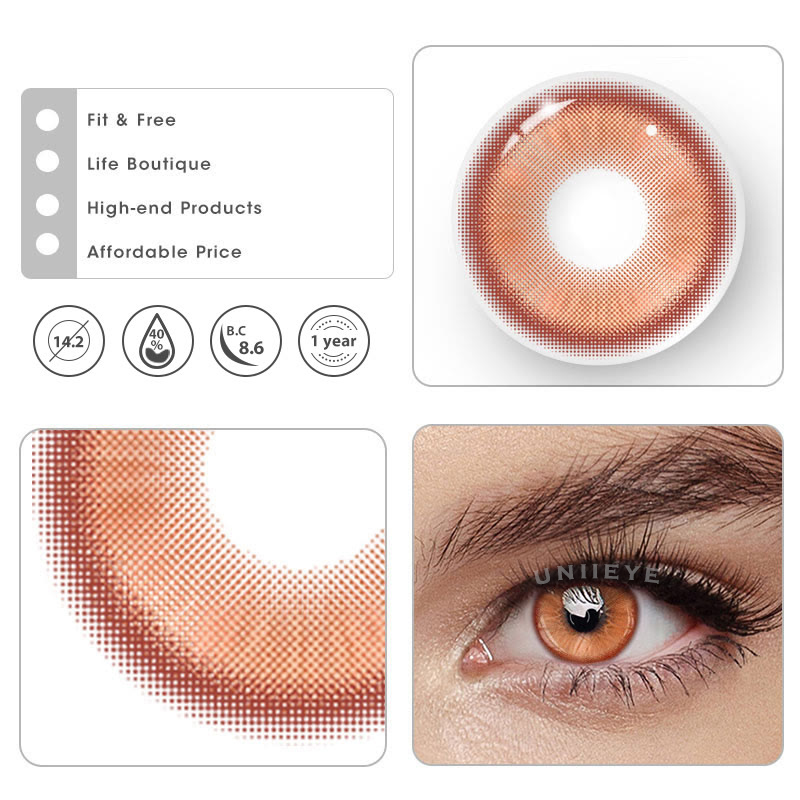 Uniieye Magic Coral Orange Brown Prescription Colored Contact Lenses