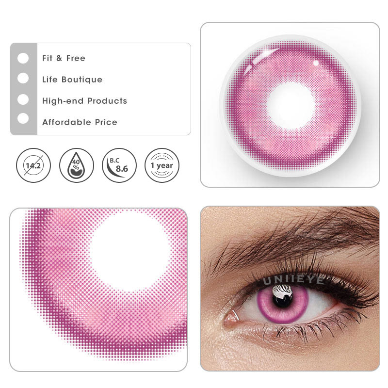 Uniieye Magic Coral Rose Red Prescription Colored Contact Lenses