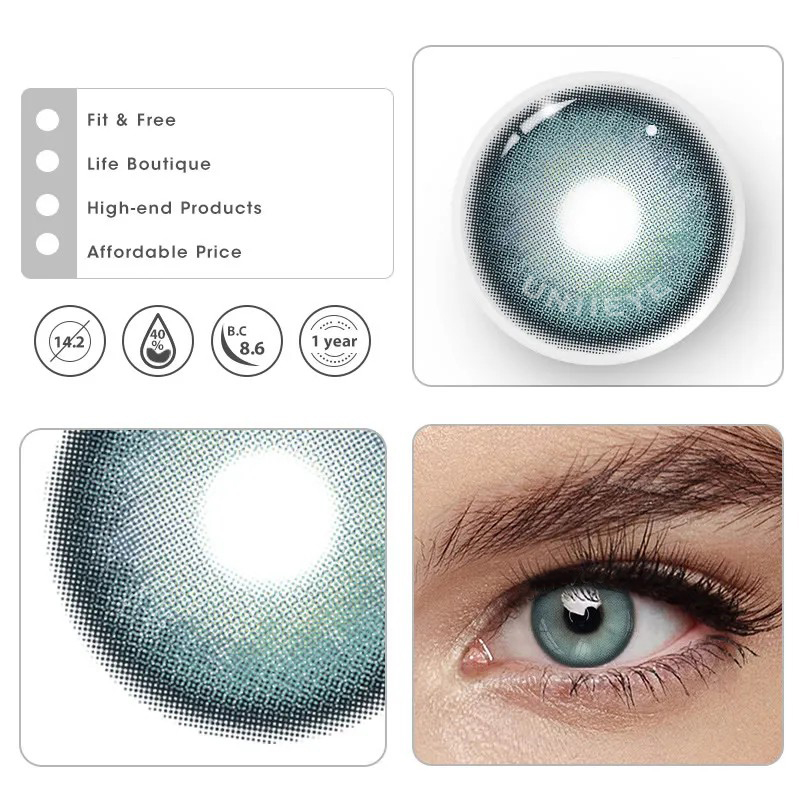 Uniieye Neo Glamour Blue Green Prescription Colored Contact Lenses