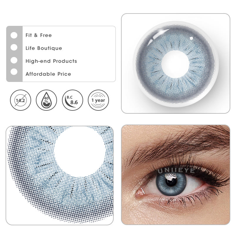 Uniieye Neo Sunflower Blue Prescription Colored Contact Lenses