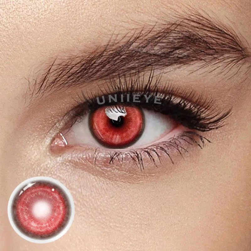Uniieye Cyber Red Prescription Cosplay Colored Contact Lenses | 6 Months
