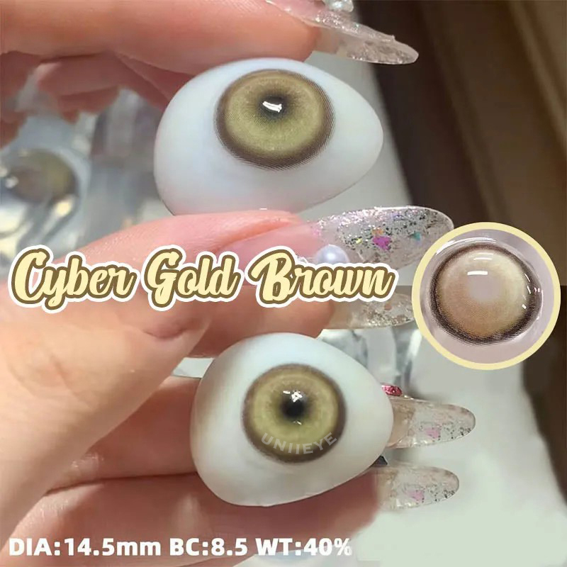 Uniieye Cyber Gold Brown Prescription Cosplay Colored Contact Lenses | 6 Months