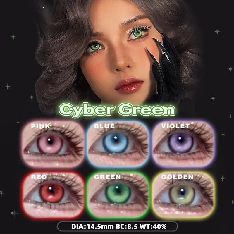 Uniieye Cyber Green Prescription Cosplay Colored Contact Lenses | 6 Months