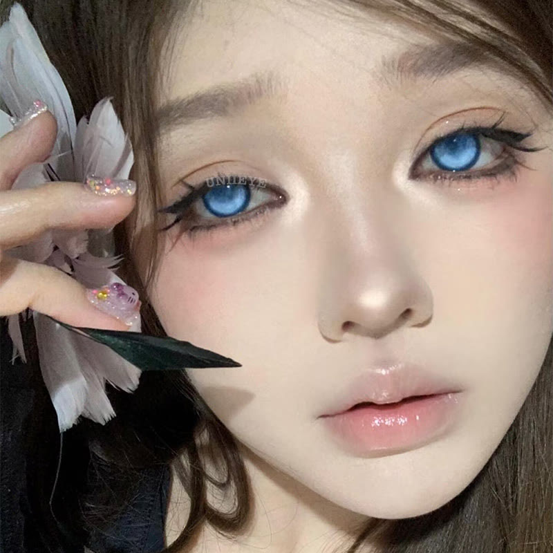 Uniieye Cyber Mesh Blue Prescription Cosplay Colored Contact Lenses | 6 Months-UNIIEYE