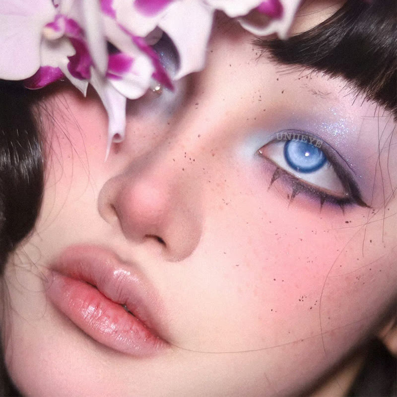 Uniieye Cyber Mesh Blue Prescription Cosplay Colored Contact Lenses | 6 Months-UNIIEYE