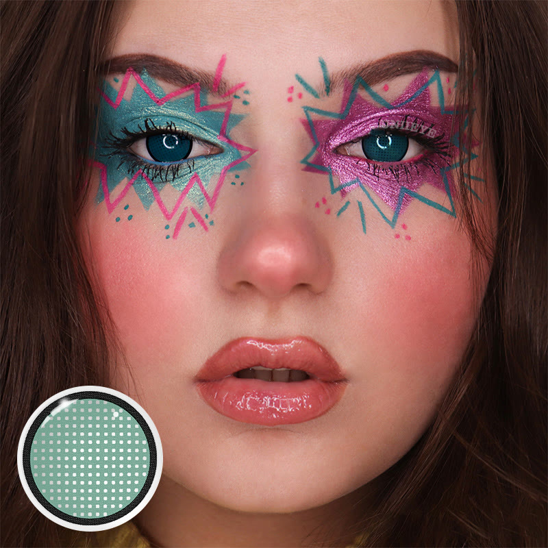 Uniieye Blind Dark Green Manson Mesh Prescription Cosplay Colored Contact Lenses-UNIIEYE