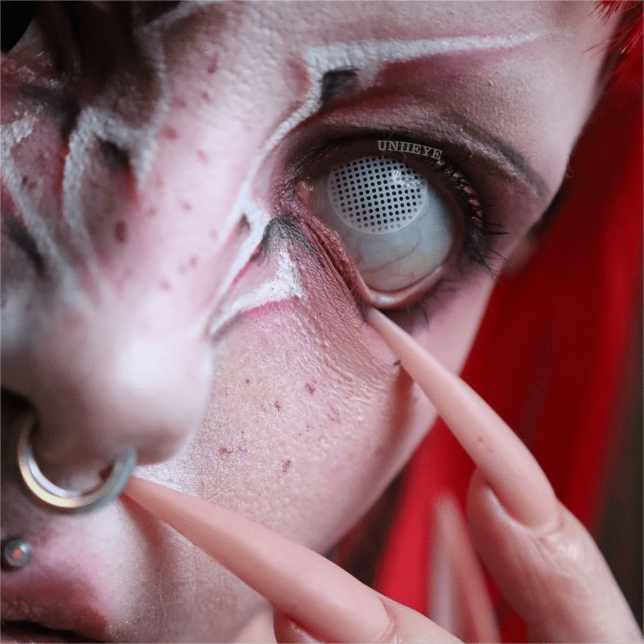 Uniieye Blind White Mesh Cosplay Colored Contact Lenses-UNIIEYE