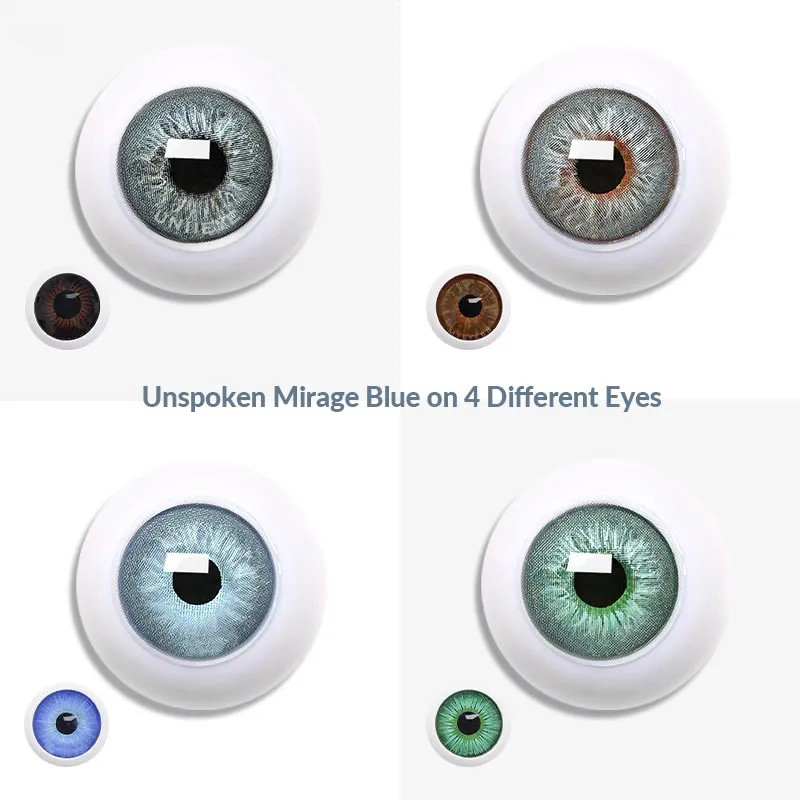 Uniieye Unspoken Mirage Blue Prescription Colored Contact Lenses
