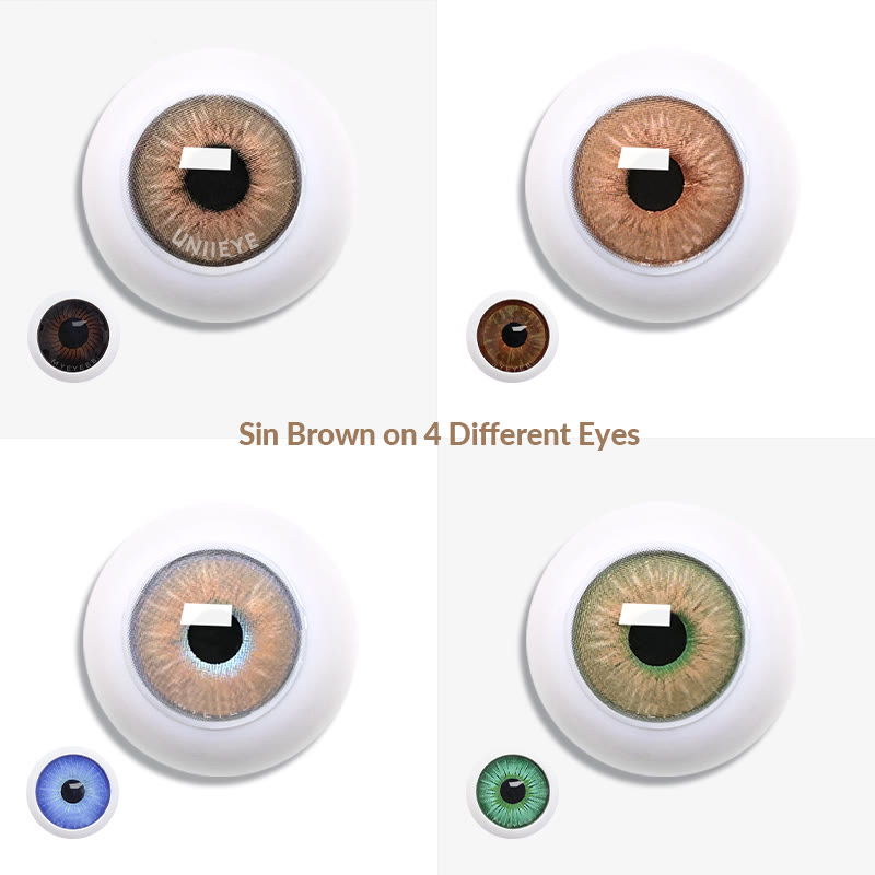 Uniieye Sin Brown Prescription Men Colored Contact Lenses