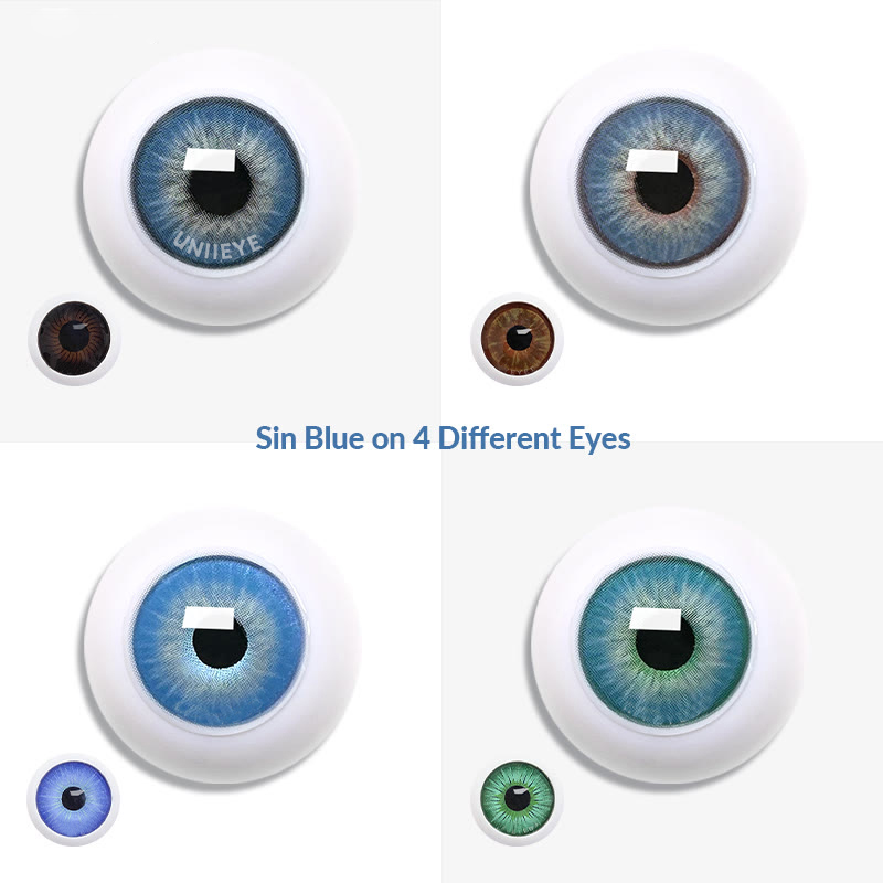 Uniieye Sin Blue Prescription Men Colored Contact Lenses