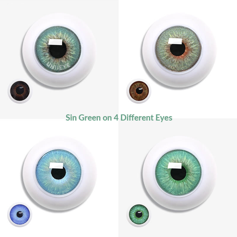 Uniieye Sin Green Prescription Men Colored Contact Lenses