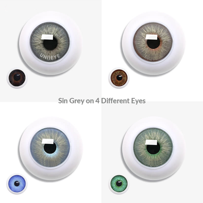 Uniieye Sin Grey Prescription Men Colored Contact Lenses