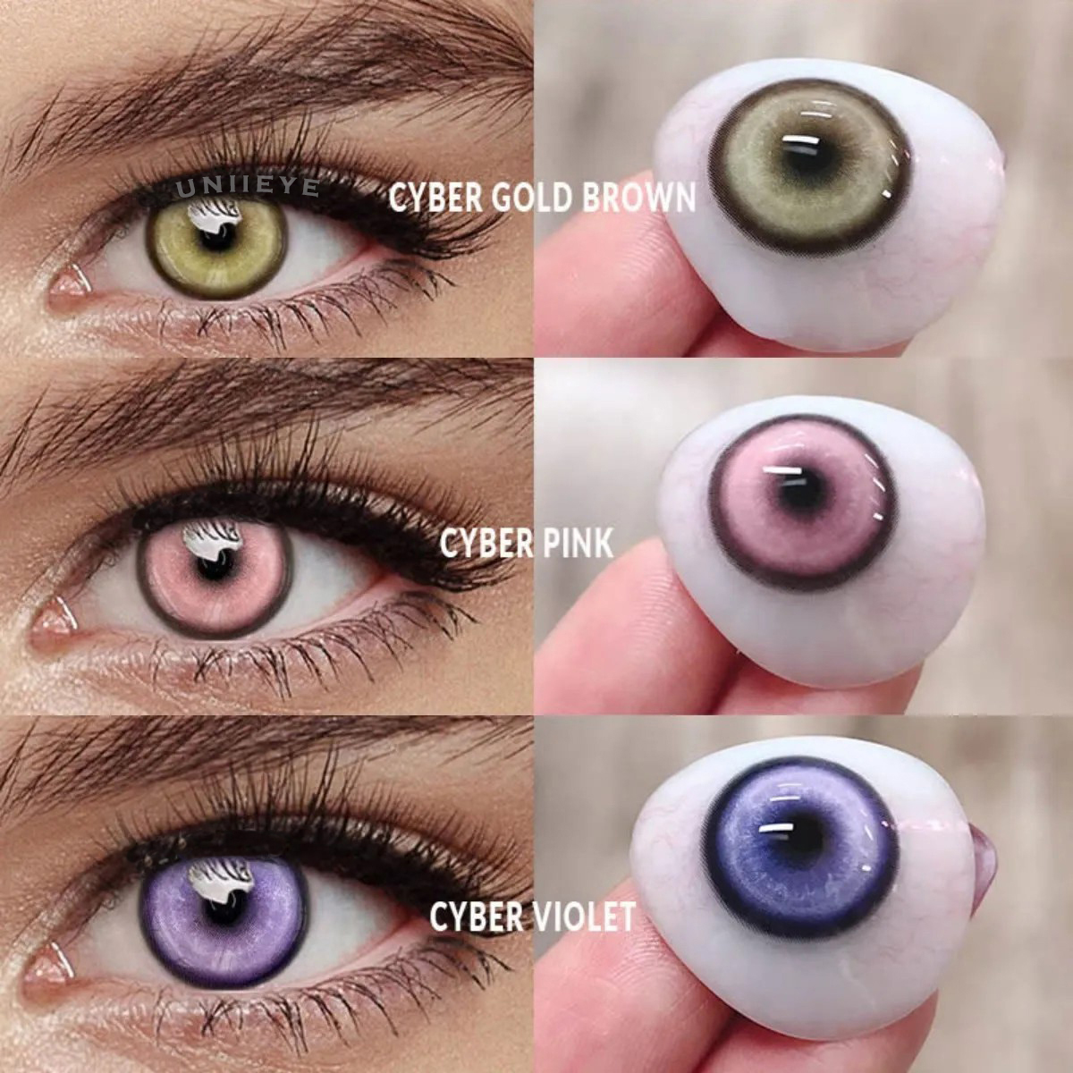 Uniieye Cyber Gold Brown Prescription Cosplay Colored Contact Lenses | 6 Months