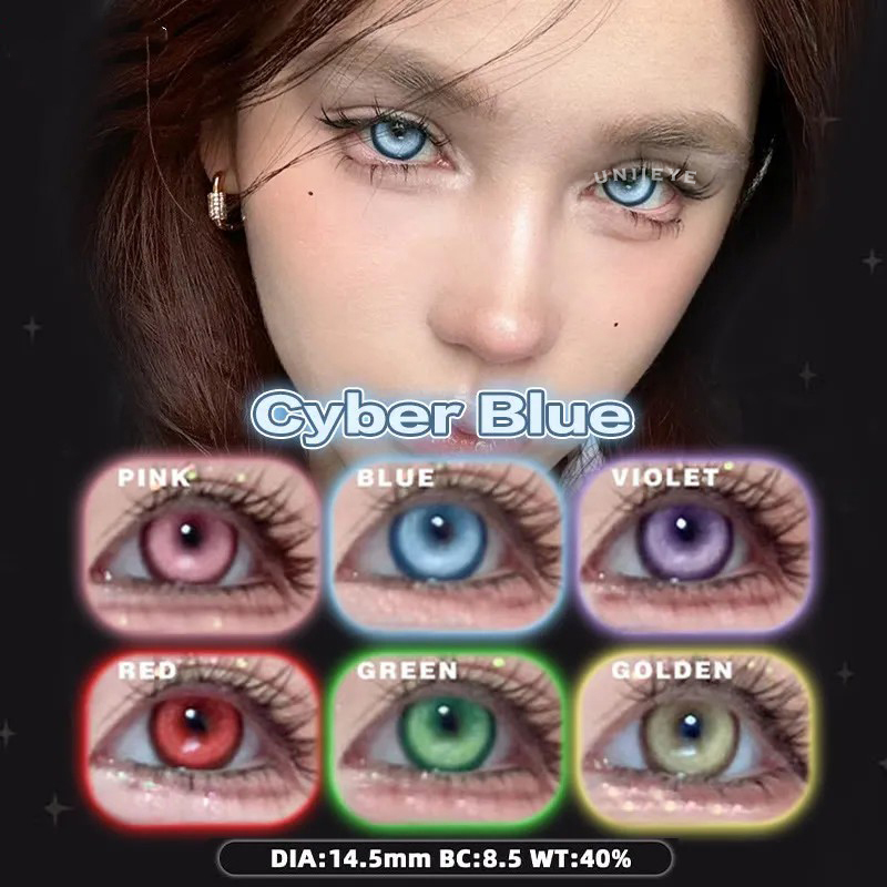 Uniieye Cyber Red Prescription Cosplay Colored Contact Lenses | 6 Months