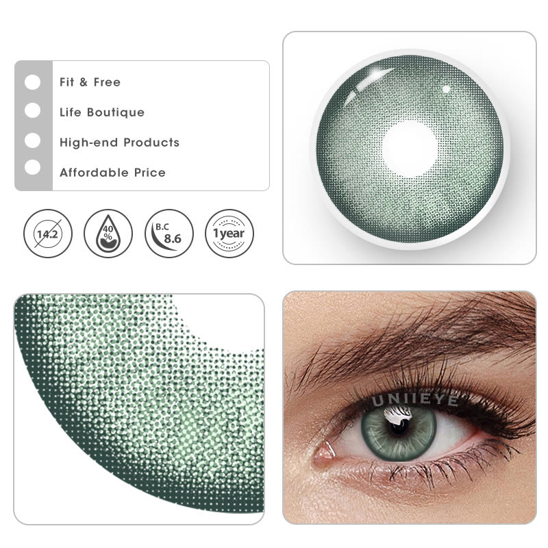 Uniieye Mint Green Prescription Colored Contact Lenses