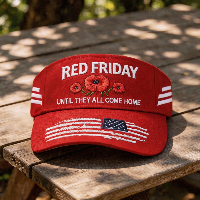 USA Red Friday Poppy Commemorative Art Print Casual Tennis Cap-America250